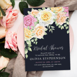Elegant Colorful Rozen Bridal Shower Invitation Kaart