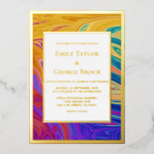 Elegant Colorful Seamless Abstract Gold Weddenscha Folie Uitnodiging (Voorkant)