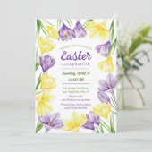 Elegant Colorful Spring Crocus Pasen Kaart (Staand voorkant)