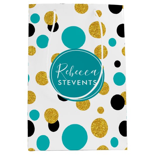 Elegant Colorful Stippen Patroon Medium Cadeauzakje (Voorkant)