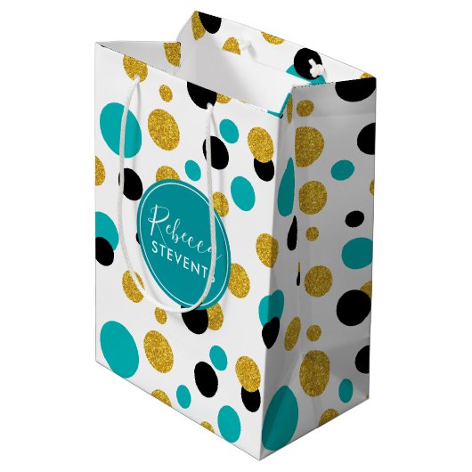 Elegant Colorful Stippen Patroon Medium Cadeauzakje (Achterkant Gekanteld)