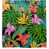 Elegant Colorful Summer Tropical Floral Leaves | Douchegordijn (Voorkant)
