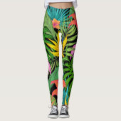 Elegant Colorful Summer Tropical Floral Leaves | Leggings (Voorkant)