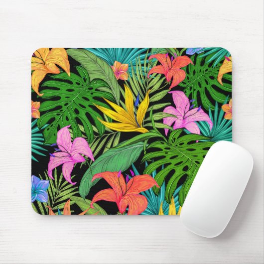 Elegant Colorful Summer Tropical Floral Leaves | Muismat (Met muis)