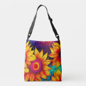 Elegant Colorful Sunflower Flower Power Artwork | Crossbody Tas (Achterkant)