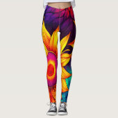 Elegant Colorful Sunflower Flower Power Artwork | Leggings (Voorkant)