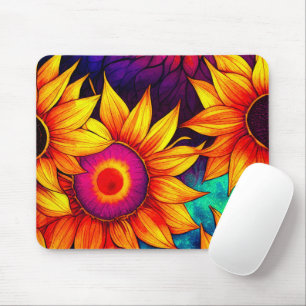 Elegant Colorful Sunflower Flower Power Artwork   Muismat