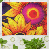Elegant Colorful Sunflower Flower Power Artwork | Theedoek (Gevouwen)
