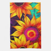 Elegant Colorful Sunflower Flower Power Artwork | Theedoek (Verticaal)