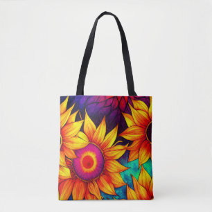 Elegant Colorful Sunflower Flower Power Artwork   Tote Bag