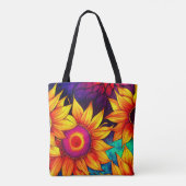 Elegant Colorful Sunflower Flower Power Artwork | Tote Bag (Achterkant)