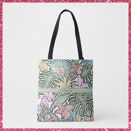 Elegant Colorful Tropical Floral Tote Bag