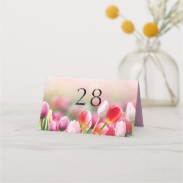 Elegant Colorful Tulip Florals Wedding Plaatskaartje