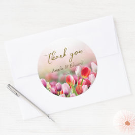 Elegant Colorful Tulip Florals Wedding Ronde Sticker