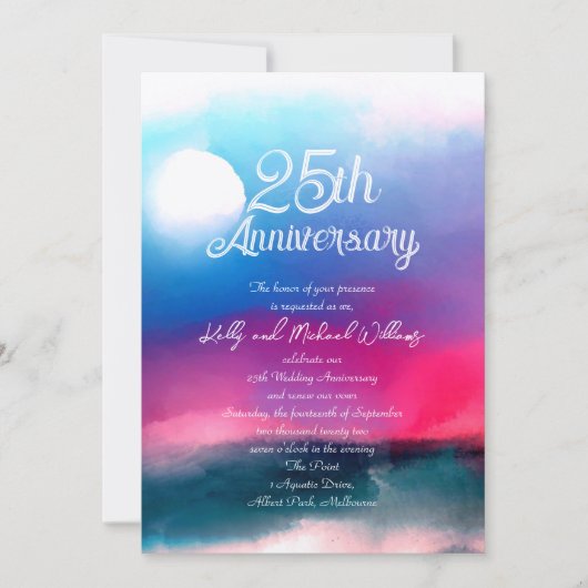 Elegant Colorful Waterverf Aurora Jubileum Kaart (Voorkant)