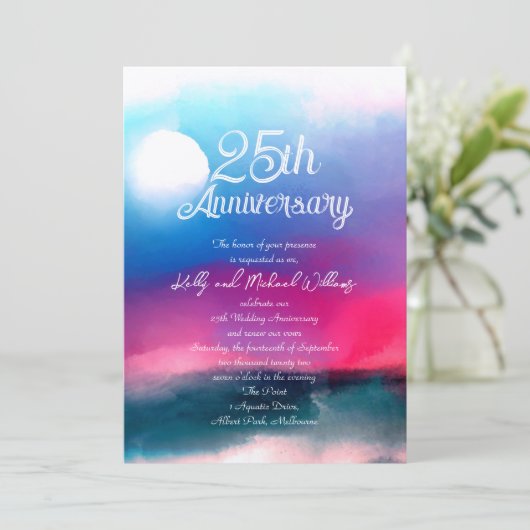 Elegant Colorful Waterverf Aurora Jubileum Kaart (Staand voorkant)