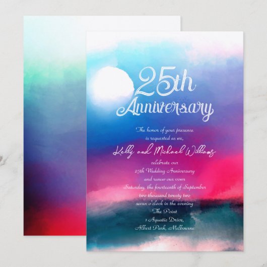 Elegant Colorful Waterverf Aurora Jubileum Kaart (Voorkant / Achterkant)