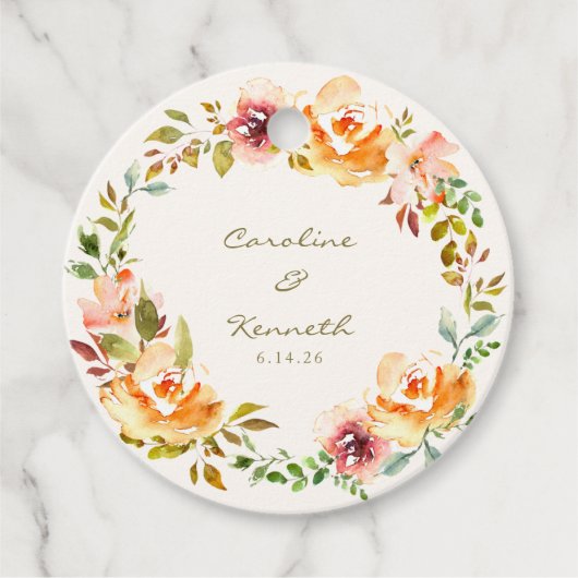 Elegant Colorful Waterverf Floral Wedding Custom Bedankjes Labels (Voorkant)