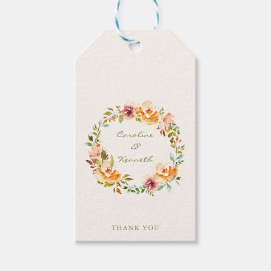 Elegant Colorful Waterverf Floral Wedding Custom Cadeaulabel (Voorkant)