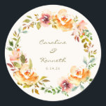 Elegant Colorful Waterverf Floral Wedding Custom Ronde Sticker<br><div class="desc">Elegant Colorful Waterverf Floral Wedding Custom Classic Round Sticker</div>