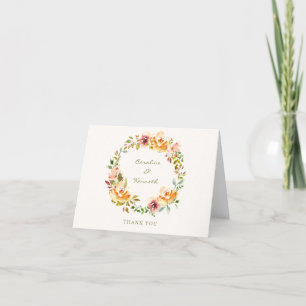 Elegant Colorful Waterverf Floral Wedding Message Bedankkaart