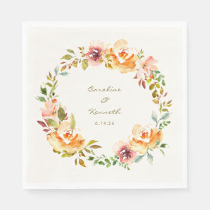 Elegant Colorful Waterverf Floral Wedding Names Servet