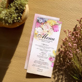 Elegant Colorful Waterverf Flowers Wedding Menu
