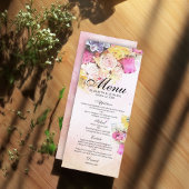 Elegant Colorful Waterverf Flowers Wedding Menu