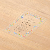 Elegant Colorful Wildflower Meadow Wedding Acryl Uitnodigingen (Laagn)
