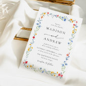 Elegant Colorful Wildflower Meadow Wedding Kaart