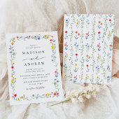 Elegant Colorful Wildflower Meadow Wedding Kaart