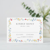 Elegant Colorful Wildflower Meadow Wedding RSVP Kaartje (Staand voorkant)
