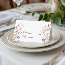Elegant Colorful Wildflower Name Place Card
