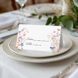 Elegant Colorful Wildflower Name Place Card Plaatskaartje