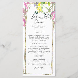 Elegant Colorful Wildflower Rehearsal Dinner Menu