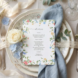 Elegant Colorful Wildflower Wedding Menu