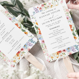 Elegant Colorful Wildflower Wedding Program Handwaaier