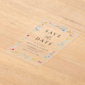 Elegant Colorful Wildflower Wedding Save the Date Acryl Uitnodigingen (Laagn)