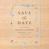 Elegant Colorful Wildflower Wedding Save the Date Acryl Uitnodigingen (Voorkant)