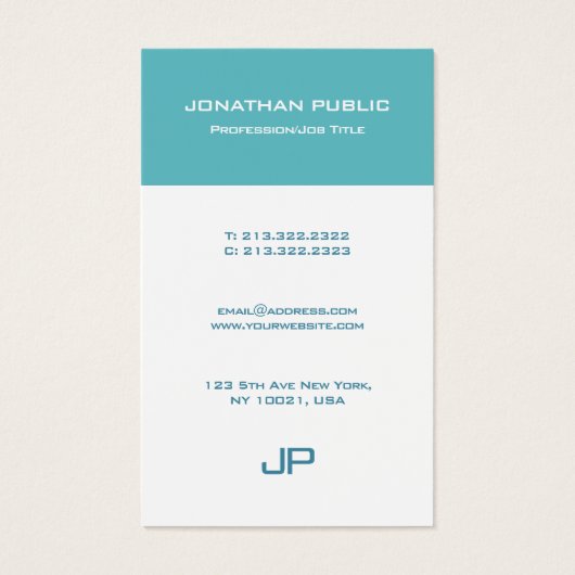 Elegant Colors Elite Design Moderne Monogram Visitekaartje (Achterkant)