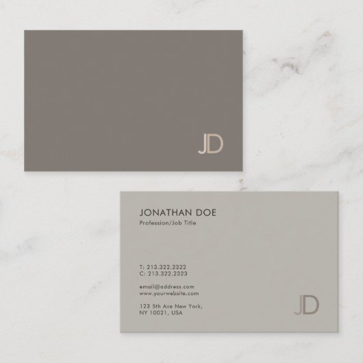 Elegant Colors Modern Monogram Sjabloon Trendy Visitekaartje (Voorkant / Achterkant)