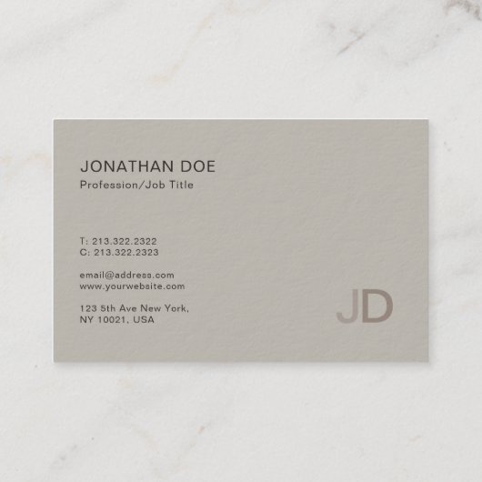 Elegant Colors Modern Professional Monogram Plain Visitekaartje (Achterkant)