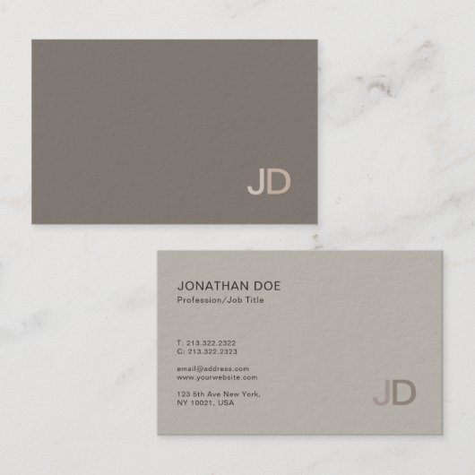 Elegant Colors Modern Professional Monogram Plain Visitekaartje (Voorkant / Achterkant)