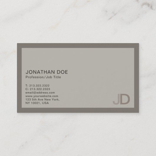 Elegant Colors Modern Professional Monogram Plain Visitekaartje (Achterkant)