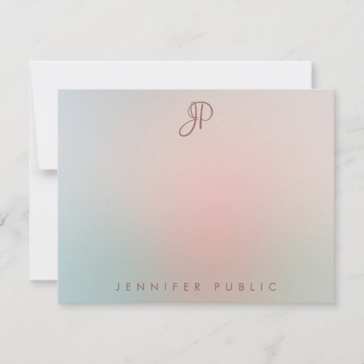 Elegant Colors Script Monogramed Modern Simple Notitiekaartje (Voorkant)
