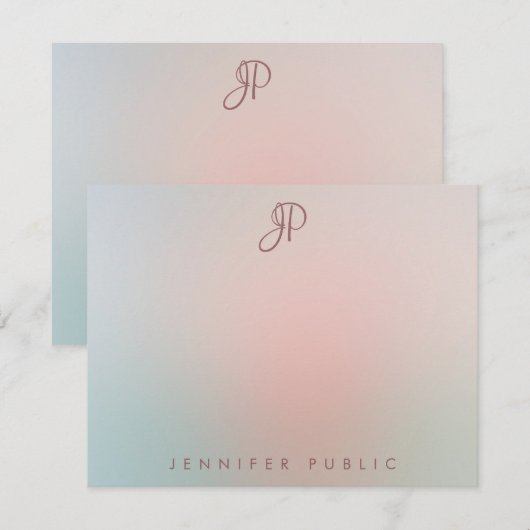 Elegant Colors Script Monogramed Modern Simple Notitiekaartje (Voorkant / Achterkant)