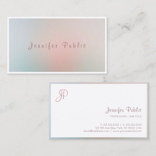 Elegant Colors Sjabloon Moderne Script Monogram Visitekaartje (Voorkant / Achterkant)