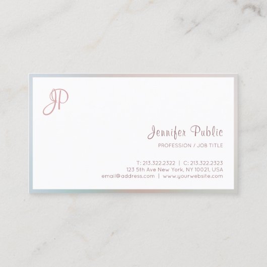 Elegant Colors Sjabloon Moderne Script Monogram Visitekaartje (Achterkant)