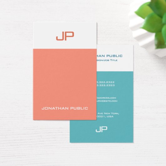 Elegant Colors Trendy Design Modern Monogram Visitekaartje (Bureau)