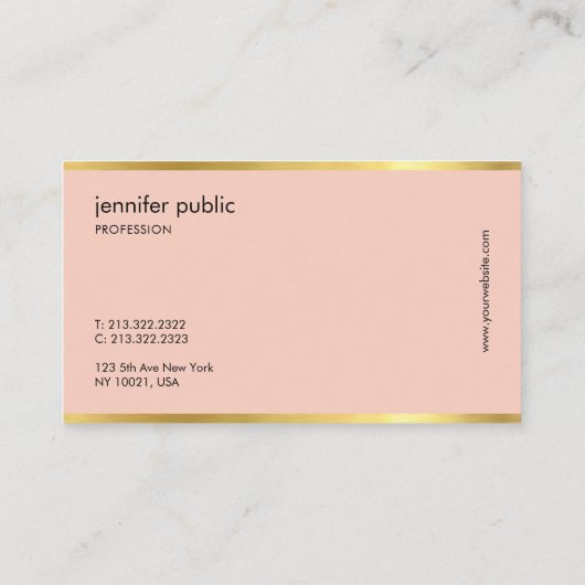 Elegant Colour Gold, geavanceerd, modern, fijn pap Visitekaartje (Achterkant)